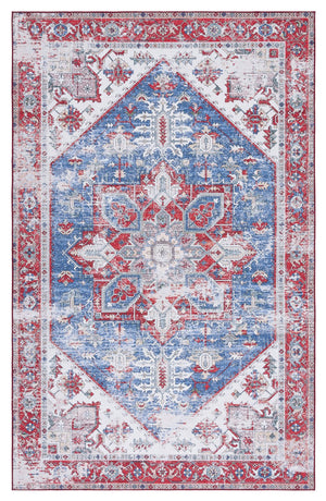 Safavieh Tucson Vintage Persian Square Rug In Vibrant Blue & Red Medallion — Machine Washable, Slip-Resistant 9'-0" x 9'-0" TSN102M-9SQ