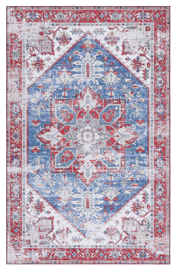 Safavieh Tucson Vintage Persian Square Rug In Vibrant Blue & Red Medallion — Machine Washable, Slip-Resistant 9'-0" x 9'-0" TSN102M-9SQ