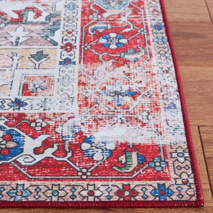 Safavieh Tucson Traditional Floral Geometric Polyester Runner Rug for Hallways and Entryways Blue Red 8'-0" x 8'-0" TSN102M-8SQ