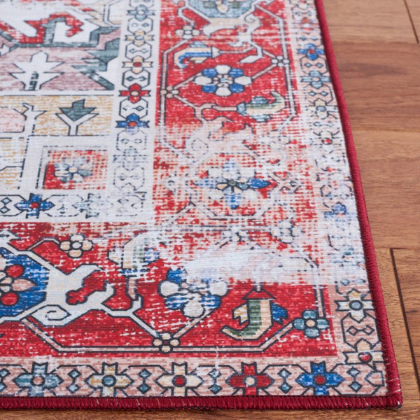 Safavieh Tucson Traditional Floral Geometric Polyester Runner Rug for Hallways and Entryways Blue Red 8'-0" x 8'-0" TSN102M-8SQ
