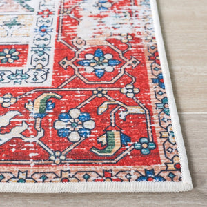 Safavieh Tucson Traditional Floral Geometric Polyester Runner Rug for Hallways and Entryways Blue Red 8'-0" x 8'-0" TSN102M-8SQ