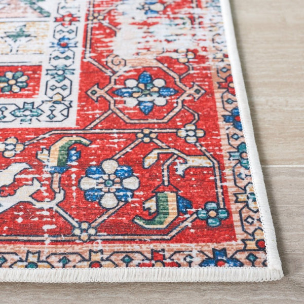 Safavieh Tucson Traditional Floral Geometric Polyester Runner Rug for Hallways and Entryways Blue Red 8'-0" x 8'-0" TSN102M-8SQ
