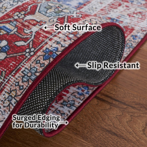 Safavieh Tucson Traditional Floral Geometric Polyester Runner Rug for Hallways and Entryways Blue Red 8'-0" x 8'-0" TSN102M-8SQ