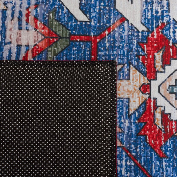Safavieh Tucson Traditional Floral Geometric Polyester Runner Rug for Hallways and Entryways Blue Red 8'-0" x 8'-0" TSN102M-8SQ