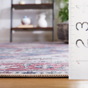 Safavieh Tucson Traditional Floral Geometric Polyester Runner Rug for Hallways and Entryways Navy Red 2'-6" x 10'-0" TSN102N-210