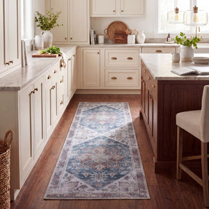 Safavieh Tucson Traditional Floral Geometric Polyester Runner Rug for Hallways and Entryways Navy Red 2'-6" x 12'-0" TSN102N-212
