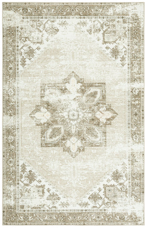 Safavieh Tucson Sage Ivory Vintage Persian Area Rug — Low-Profile Polyester Pile, Machine Washable, Slip-Resistant 9'-0" x 9'-0" TSN102W-9SQ