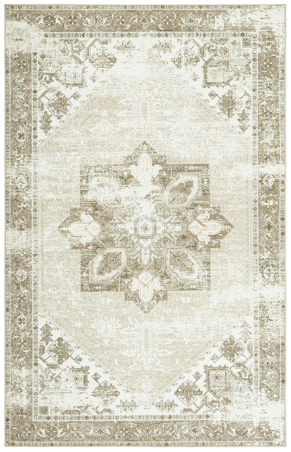 Safavieh Tucson Sage Ivory Vintage Persian Area Rug — Low-Profile Polyester Pile, Machine Washable, Slip-Resistant 9'-0" x 9'-0" TSN102W-9SQ