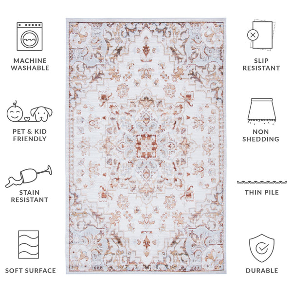 Safavieh Tucson Vintage Persian 103b Beige Grey Rug - Large 10' X 14', Machine Washable & Slip Resistant Features Beige ,Grey Polyester Pile Tsn103b-10