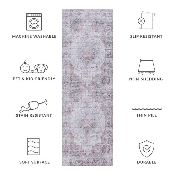 Safavieh Tucson Vintage Persian Area Rug - Elegant Power-loomed Design, Washable & Slip-resistant Safety Beige ,Light Sage Polyester Pile Tsn105b-210