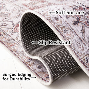 Safavieh Tucson Vintage Persian Area Rug - Elegant Power-loomed Design, Washable & Slip-resistant Safety Beige ,Light Sage Polyester Pile Tsn105b-210