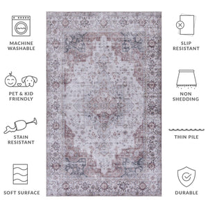 Safavieh Tucson Vintage Persian Area Rug - Elegant Power-loomed Design, Washable & Slip-resistant Safety Beige ,Light Sage Polyester Pile Tsn105b-210
