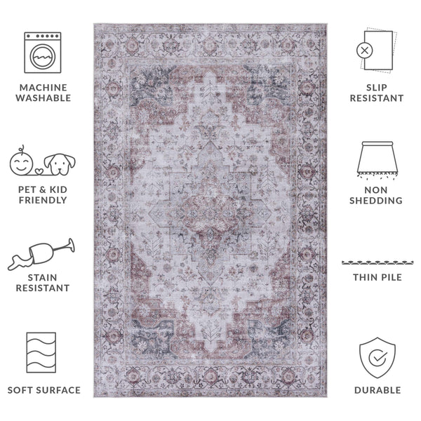 Safavieh Tucson Vintage Persian Area Rug - Elegant Power-loomed Design, Washable & Slip-resistant Safety Beige ,Light Sage Polyester Pile Tsn105b-210