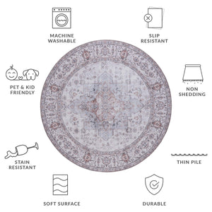 Safavieh Tucson Vintage Persian Area Rug - Elegant Power-loomed Design, Washable & Slip-resistant Safety Beige ,Light Sage Polyester Pile Tsn105b-210