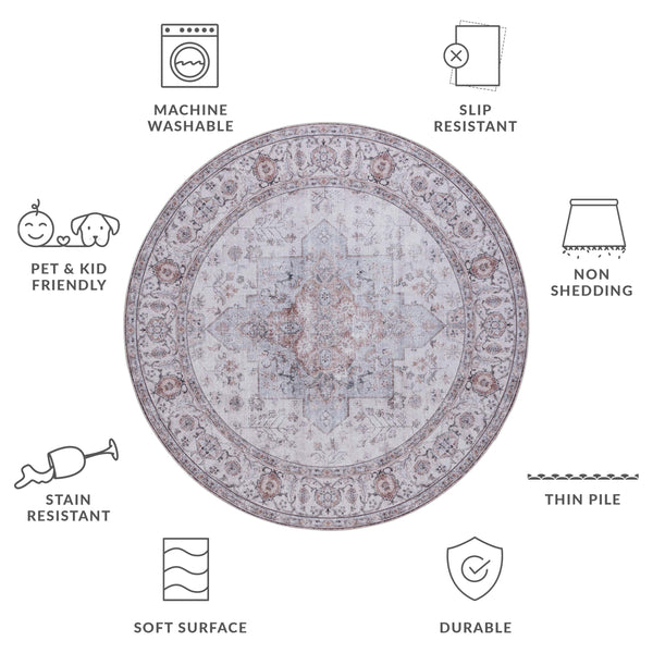 Safavieh Tucson Vintage Persian Area Rug - Elegant Power-loomed Design, Washable & Slip-resistant Safety Beige ,Light Sage Polyester Pile Tsn105b-210