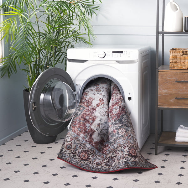 Safavieh Tucson Vintage Persian Area Rug - Elegant Power-loomed Design, Washable & Slip-resistant Safety Beige Green ,Rust Polyester Pile Tsn105c-3r