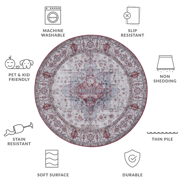 Safavieh Tucson Vintage Persian Area Rug - Elegant Power-loomed Design, Washable & Slip-resistant Safety Beige Green ,Rust Polyester Pile Tsn105c-3r