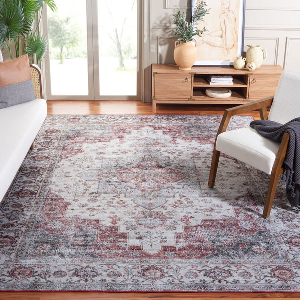 Safavieh Tucson Vintage Persian Area Rug - Elegant Power-loomed Design, Washable & Slip-resistant Safety Beige Green ,Rust Polyester Pile Tsn105c-3r