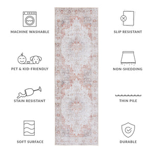 Safavieh Tucson Vintage Persian 5X7 Light Grey & Rust Area Rug — Machine Washable, Low-Profile, Slip-Resistant Quality TSN105F-57