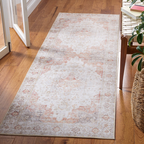 Safavieh Tucson Vintage Persian 5X7 Light Grey & Rust Area Rug — Machine Washable, Low-Profile, Slip-Resistant Quality TSN105F-57