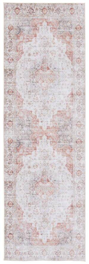 Safavieh Tucson Vintage Persian Area Rug - Elegant Power-loomed Design, Washable & Slip-resistant Safety Light Grey ,Rust Polyester Pile Tsn105f-10sq