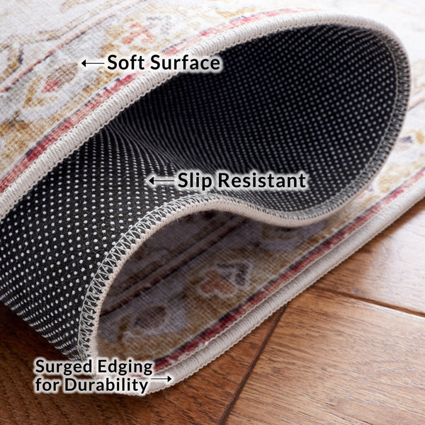 Safavieh Tucson Vintage Persian Area Rug - Elegant Power-loomed Design, Washable & Slip-resistant Safety Light Grey ,Rust Polyester Pile Tsn105f-10sq