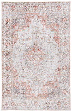 Safavieh Tucson Vintage Persian Area Rug - Elegant Power-loomed Design, Washable & Slip-resistant Safety Light Grey ,Rust Polyester Pile Tsn105f-10sq