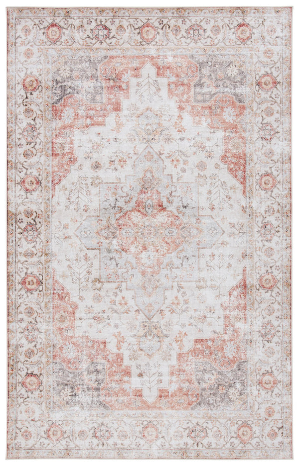 Safavieh Tucson Vintage Persian 5X7 Light Grey & Rust Area Rug — Machine Washable, Low-Profile, Slip-Resistant Quality TSN105F-57