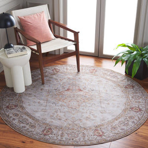 Safavieh Tucson Vintage Persian Area Rug - Elegant Power-loomed Design, Washable & Slip-resistant Safety Light Grey ,Rust Polyester Pile Tsn105f-10sq