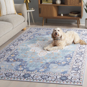 Safavieh Tucson Vintage Persian Aqua Light Blue Area Rug — Machine Washable, Low-Profile, Slip-Resistant Elegance 6'-0" x 6'-0" TSN105J-6SQ