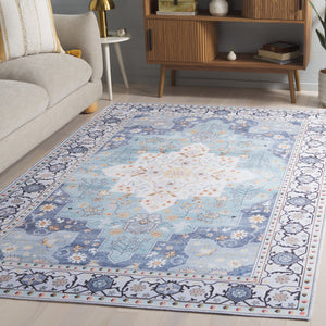 Safavieh Tucson Vintage Persian Aqua Light Blue Area Rug — Machine Washable, Low-Profile Soft Pile, Slip-Resistant 4'-0" x 6'-0" TSN105J-4