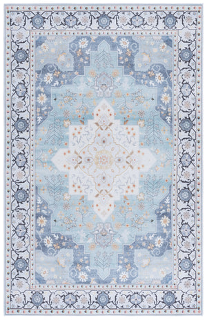 Safavieh Tucson Vintage Persian Aqua Light Blue Area Rug — Machine Washable, Low-Profile, Slip-Resistant Elegance 6'-0" x 6'-0" TSN105J-6SQ