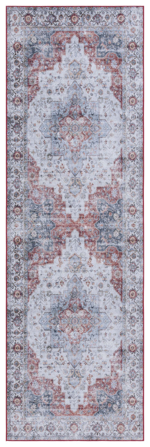 Safavieh Tucson Vintage Persian Area Rug - Elegant Power-loomed Design, Washable & Slip-resistant Safety Light Blue ,Rust Polyester Pile Tsn105l-210