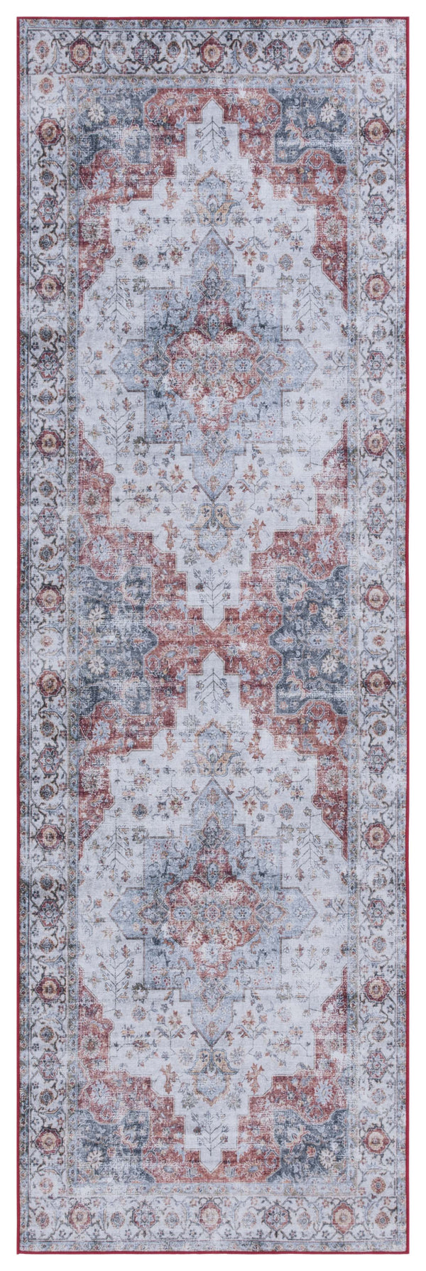 Safavieh Tucson Vintage Persian Area Rug - Elegant Power-loomed Design, Washable & Slip-resistant Safety Light Blue ,Rust Polyester Pile Tsn105l-210