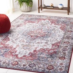Safavieh Tucson Vintage Persian Area Rug - Elegant Power-loomed Design, Washable & Slip-resistant Safety Light Blue ,Rust Polyester Pile Tsn105l-210