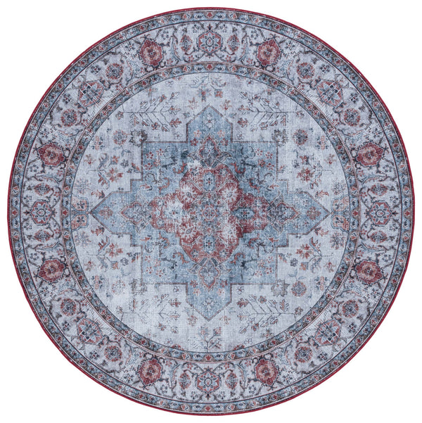 Safavieh Tucson Vintage Persian Area Rug - Elegant Power-loomed Design, Washable & Slip-resistant Safety Light Blue ,Rust Polyester Pile Tsn105l-210