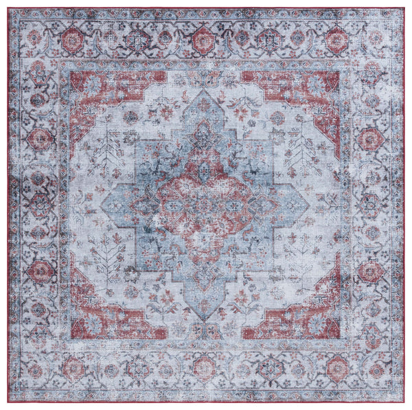 Safavieh Tucson Vintage Persian Area Rug - Elegant Power-loomed Design, Washable & Slip-resistant Safety Light Blue ,Rust Polyester Pile Tsn105l-210