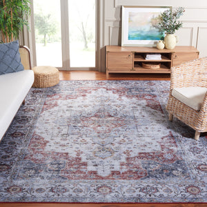 Safavieh Tucson Vintage Persian Area Rug - Elegant Power-loomed Design, Washable & Slip-resistant Safety Light Blue ,Rust Polyester Pile Tsn105l-210