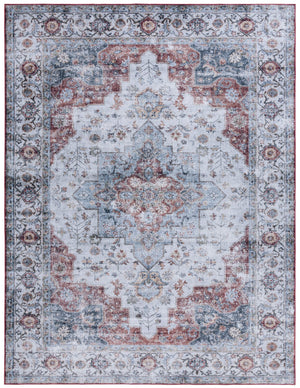 Safavieh Tucson Vintage Persian Area Rug - Elegant Power-loomed Design, Washable & Slip-resistant Safety Light Blue ,Rust Polyester Pile Tsn105l-210