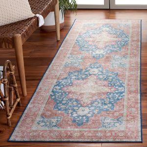 Safavieh Tucson Vintage Persian Area Rug - Elegant Power-loomed Design, Washable & Slip-resistant Safety Navy ,Rust Polyester Pile Tsn105n-26