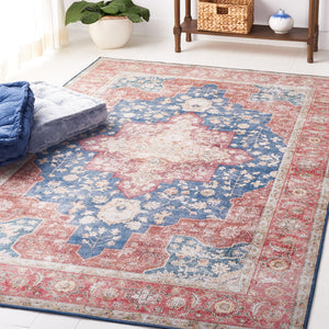 Safavieh Tucson Vintage Persian Area Rug - Elegant Power-loomed Design, Washable & Slip-resistant Safety Navy ,Rust Polyester Pile Tsn105n-26