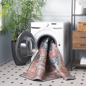 Safavieh Tucson Vintage Persian Area Rug - Elegant Power-loomed Design, Washable & Slip-resistant Safety Navy ,Rust Polyester Pile Tsn105n-26