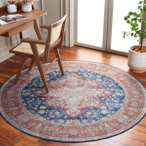 Safavieh Tucson Vintage Persian Area Rug - Elegant Power-loomed Design, Washable & Slip-resistant Safety Navy ,Rust Polyester Pile Tsn105n-26