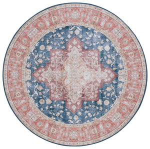 Safavieh Tucson Vintage Persian Area Rug - Elegant Power-loomed Design, Washable & Slip-resistant Safety Navy ,Rust Polyester Pile Tsn105n-26