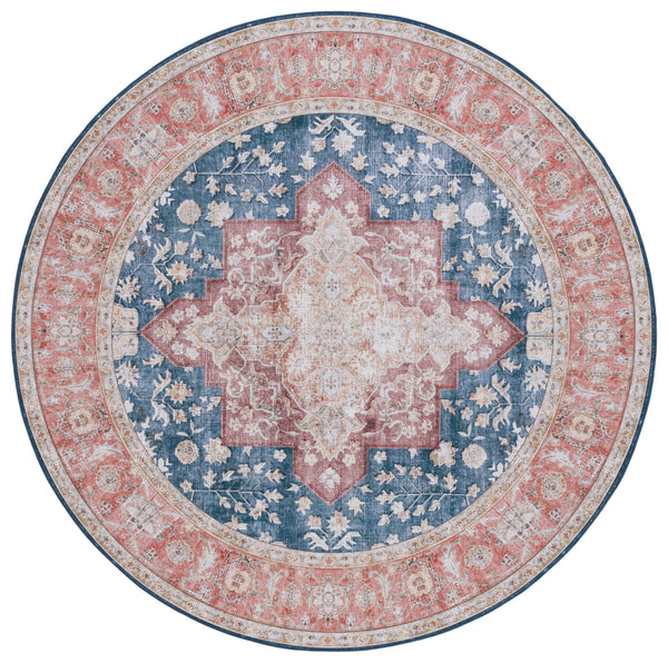 Safavieh Tucson Vintage Persian Area Rug - Elegant Power-loomed Design, Washable & Slip-resistant Safety Navy ,Rust Polyester Pile Tsn105n-26