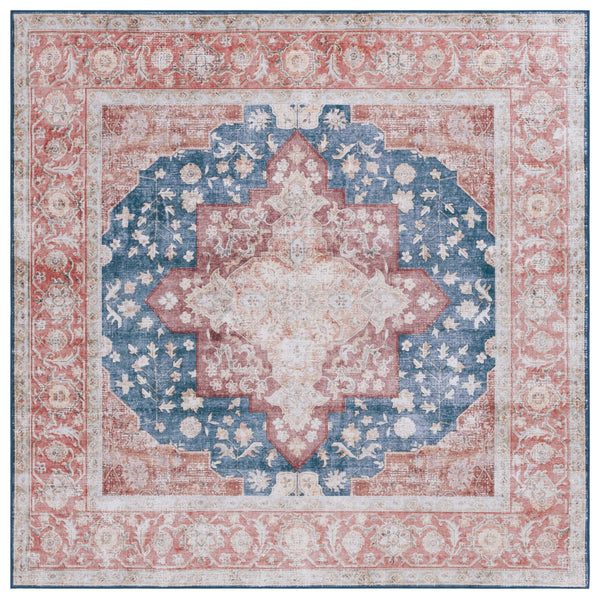 Safavieh Tucson Vintage Persian Area Rug - Elegant Power-loomed Design, Washable & Slip-resistant Safety Navy ,Rust Polyester Pile Tsn105n-26