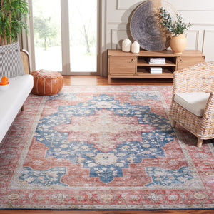 Safavieh Tucson Vintage Persian Area Rug - Elegant Power-loomed Design, Washable & Slip-resistant Safety Navy ,Rust Polyester Pile Tsn105n-26