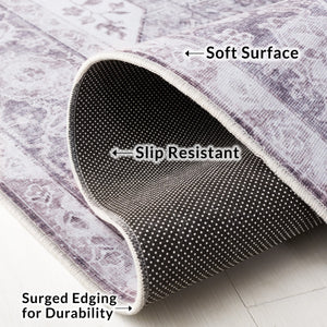 Safavieh Tucson Vintage Persian Area Rug - Elegant Power-loomed Design, Washable & Slip-resistant Safety Light Purple ,Sage Polyester Pile Tsn105w-24