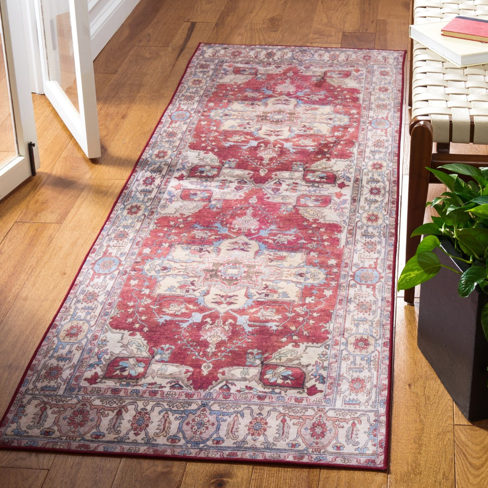 Safavieh Tucson Vintage Persian Area Rug, Timeless Traditional Design, Machine Washable & Slip-resistant Beauty Red ,Beige Polyester Pile Tsn106q-222