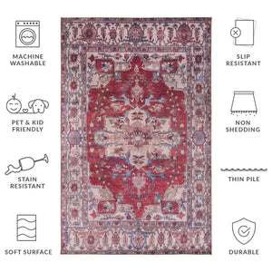 Safavieh Tucson Traditional Style Area Rug - Elegant Dark & Light Gray Design For Timeless Home Decor Red ,Beige Polyester Pile Tsn106q-216